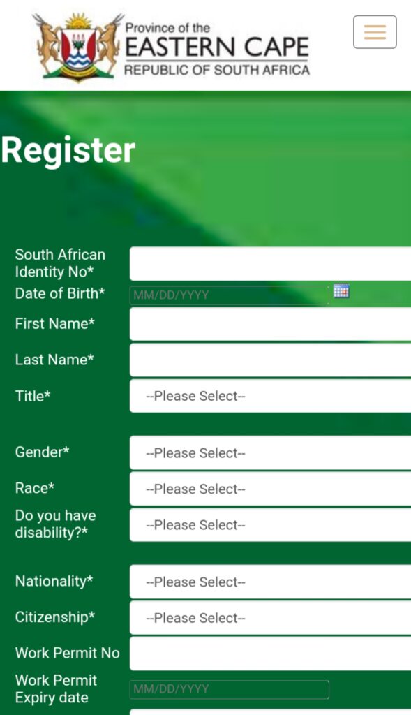Eastern Cape Vacancy Application